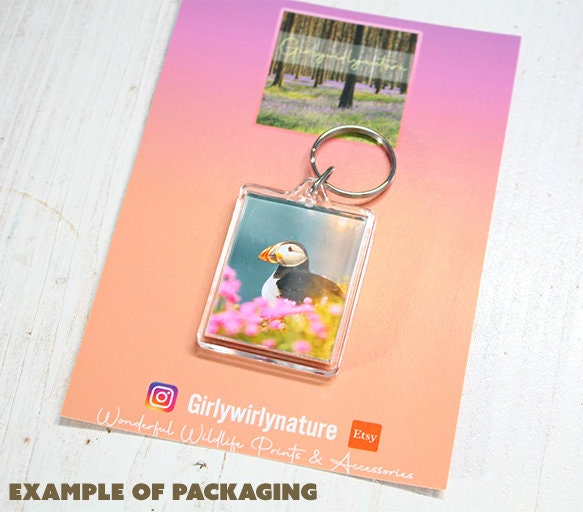 Puffin Couple Keyring - coastal wildlife photography keychain