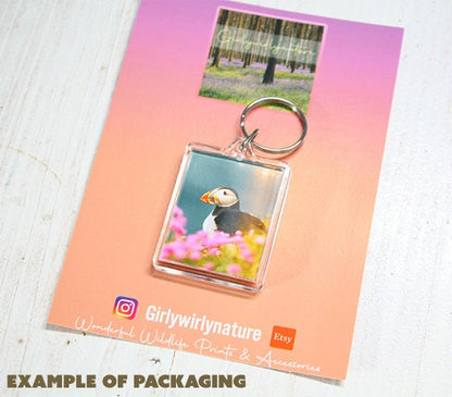 Puffin Couple Keyring - coastal wildlife photography keychain