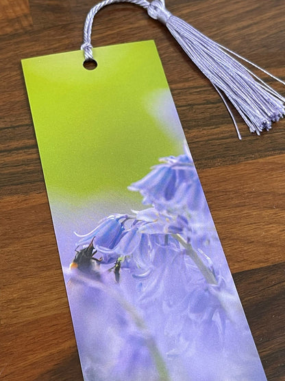 Bluebells and Bumblebee Bookmark - UK wildflower photography