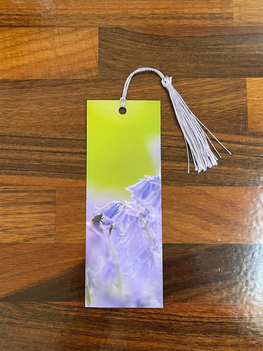 Bluebells and Bumblebee Bookmark - UK wildflower photography