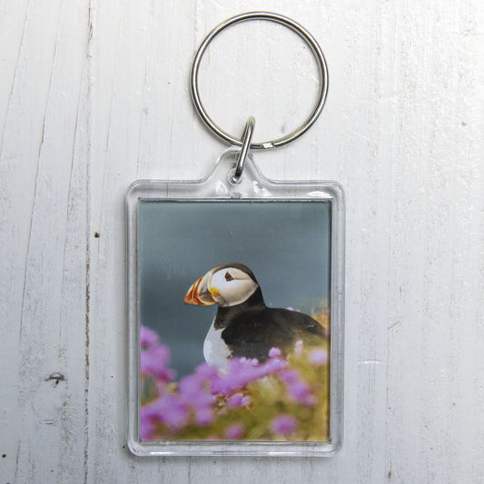 Puffin Pinks Keyring - coastal wildlife photography