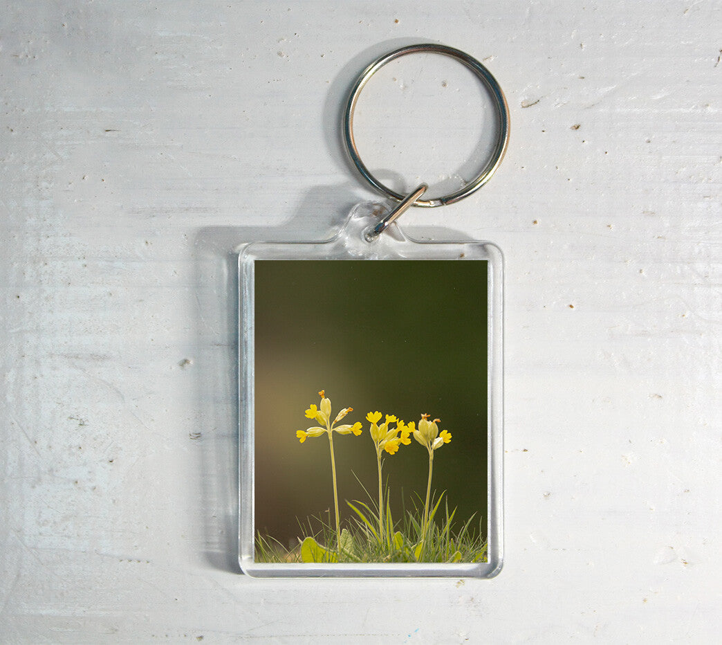 Wild Cowslip Flower Keyring - British wildflower photography
