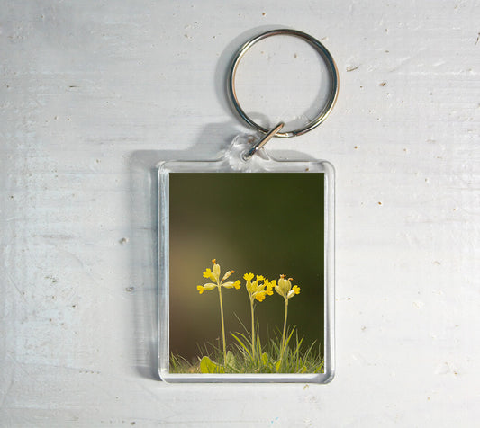 Wild Cowslip Flower Keyring - British wildflower photography